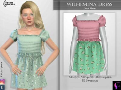 Wilhemina Dress By Katpurpura Sims 4 CC