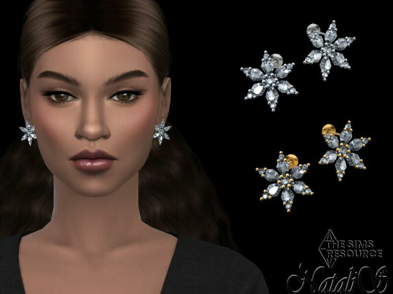 Winter Snowflakes Earrings By Natalis Sims 4 CC