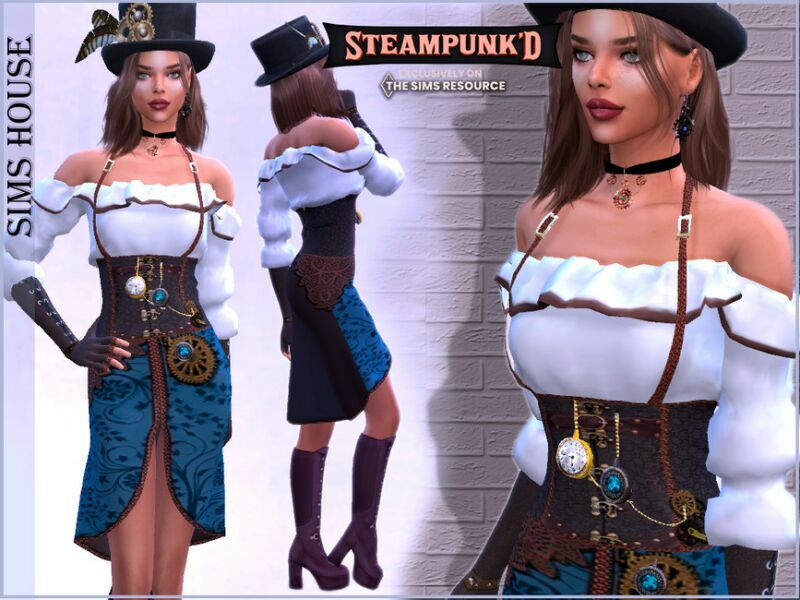 sims 4 cc womens steampunk outfit 2