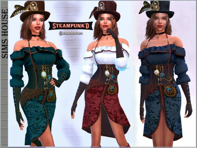 sims 4 cc womens steampunk outfit 3