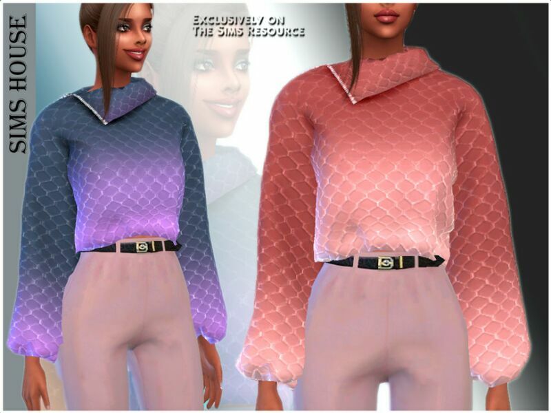 Women’S Sweater With A Zipper At The Neck Sims 4 CC