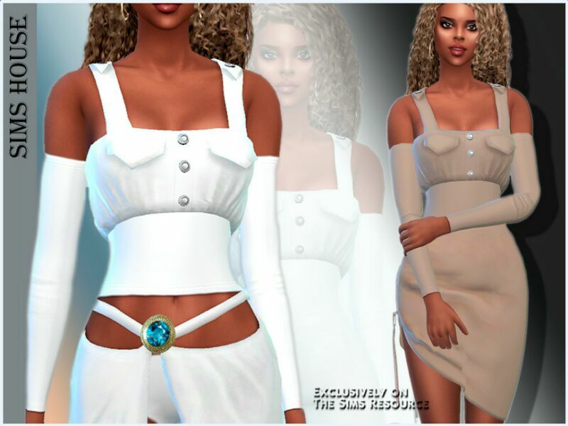 Women’S TOP With Detachable Sleeves Sims 4 CC