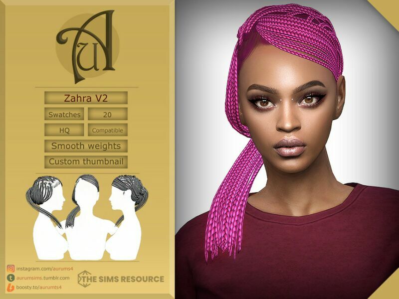 sims 4 cc zahra v2 hairstyle by aurummusik 2