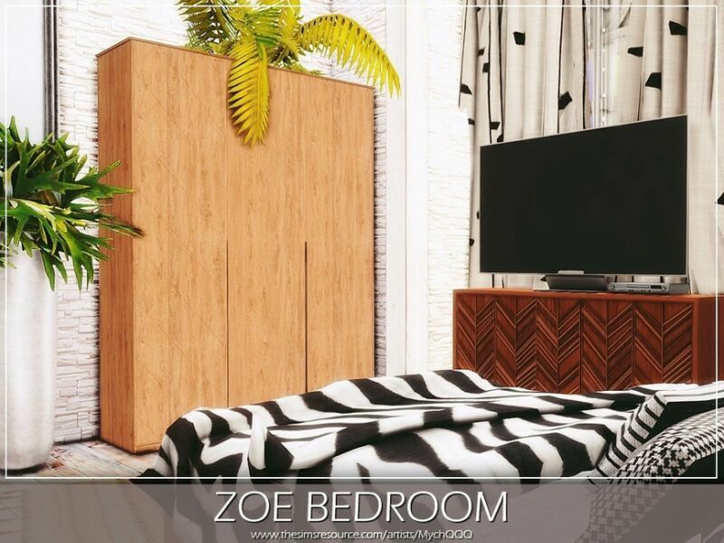 sims 4 cc zoe bedroom by mychqqq 4