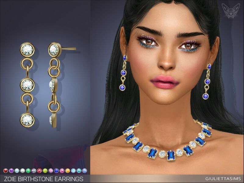 Zoie Birthstone Earrings By Feyona Sims 4 CC