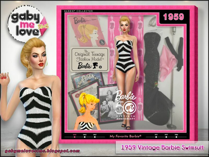 1959 Vintage Barbie Swimsuit (Sims 4) Sims 4 CC