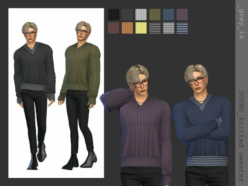 _Young_ 011 Knitted Sweater By Greyis Sims 4 CC