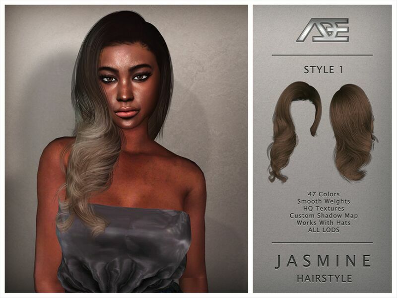 ADE – Jasmine / Style 1 (Hairstyle) Sims 4 CC