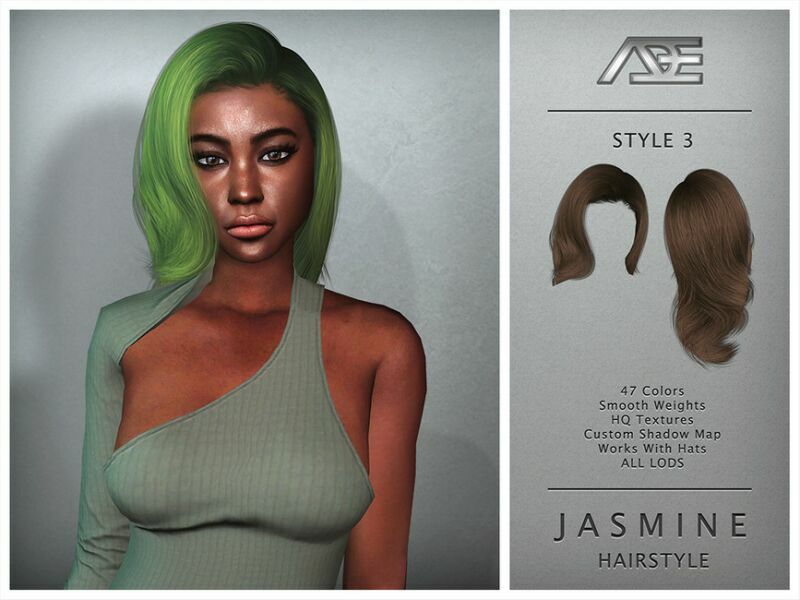 ADE – Jasmine / Style 3 (Hairstyle) Sims 4 CC