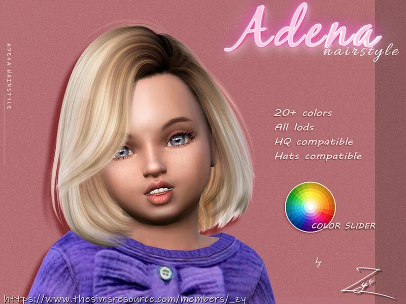 Adena Hairstyle For Toddlers(Medium BOB Hairstyle) By _ZY Sims 4 CC