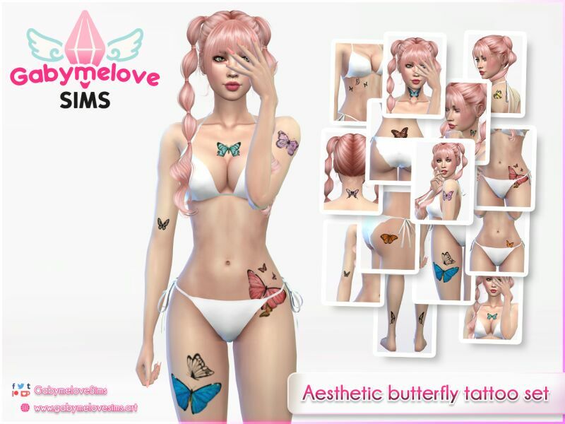 Aesthetic Butterfly Tattoo SET Sims 4 CC