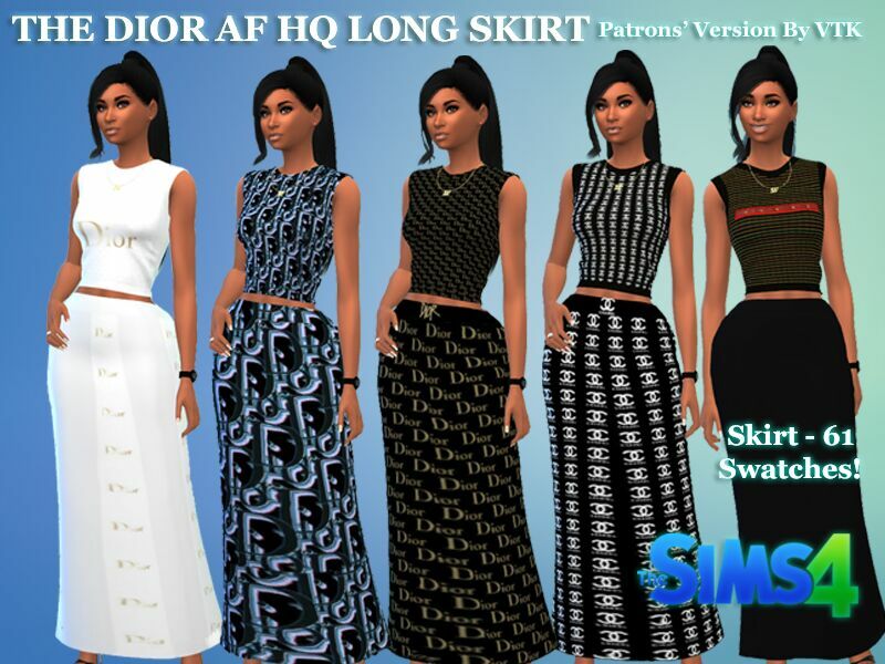 AF Dior HQ TOP & Long Skirt SET Patrons Version Download By VTK By VTK Sims 4 CC