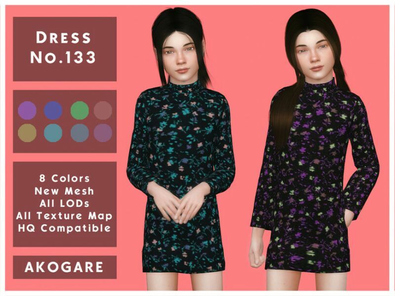 Akogare Dress NO.133 By _Akogare_ Sims 4 CC