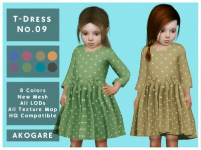 Akogare T-Dress NO.09 By _Akogare_ Sims 4 CC