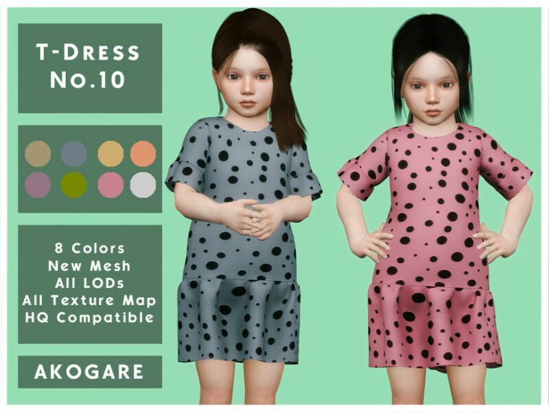 Akogare T-Dress NO.10 By _Akogare_ Sims 4 CC