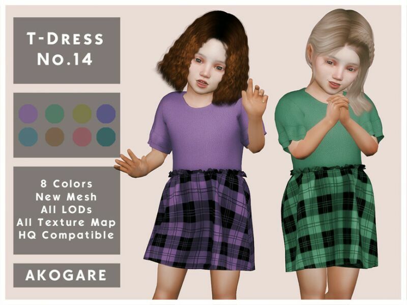 Akogare T-Dress NO.14 By _Akogare_ Sims 4 CC