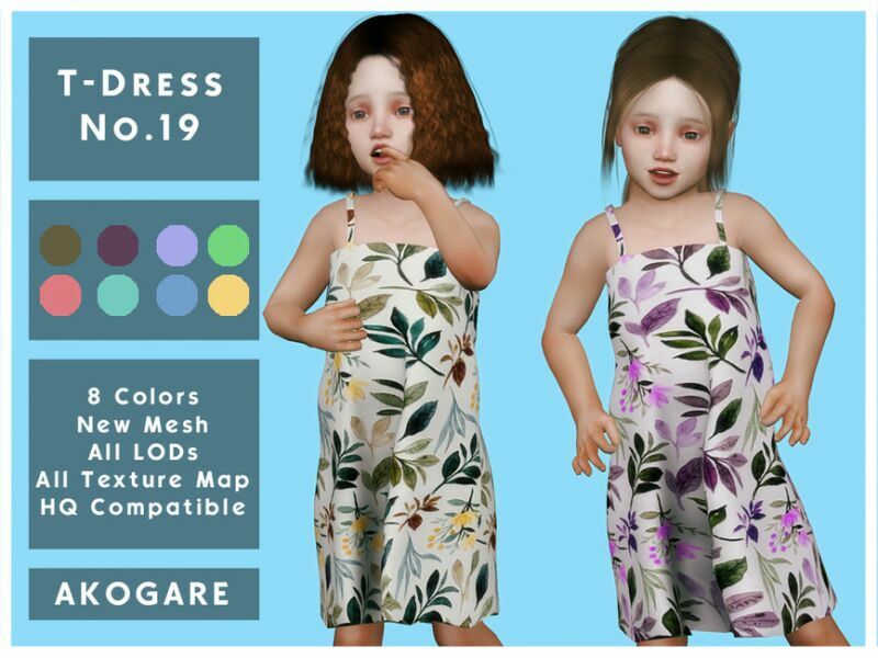 Akogare T-Dress NO.19 By _Akogare_ Sims 4 CC