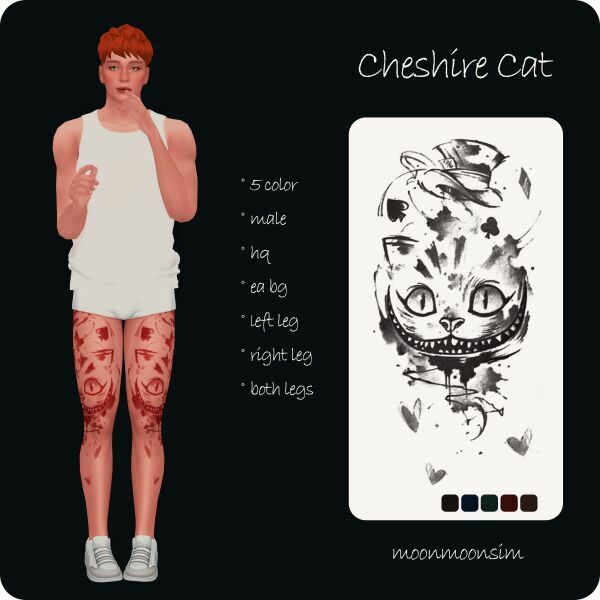 Alice CAT Male Tattoo By Moonmoonsim Sims 4 CC