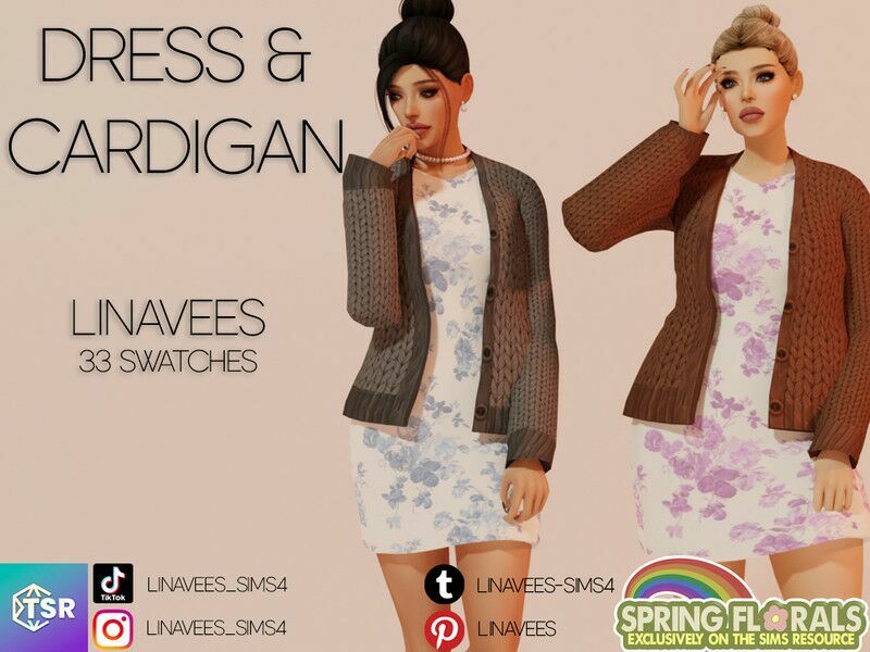 Alice – Dress & Cardigan By Linavees Sims 4 CC