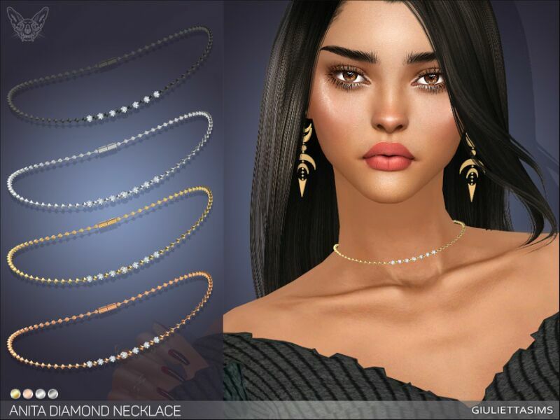 Anita Diamond Necklace By Feyona Sims 4 CC