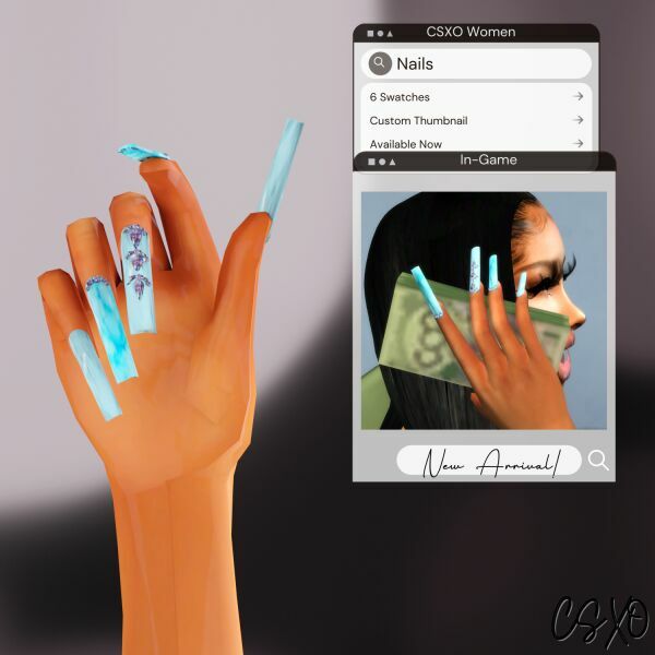 sims 4 cc aqua nails 💦 2