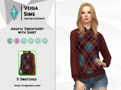 Argyle Sweatshirt With Shirt Sims 4 CC