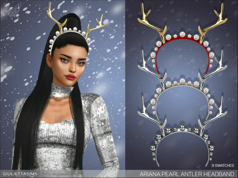 Ariana Pearl Antler Headband By Feyona Sims 4 CC