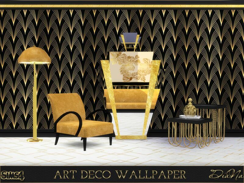 sims 4 cc art deco wallpaper by diana 2