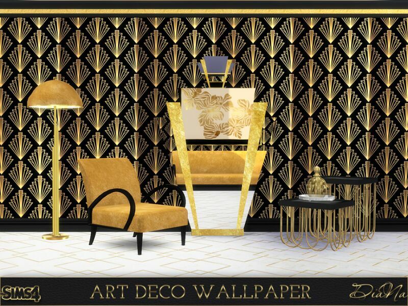 sims 4 cc art deco wallpaper by diana 4