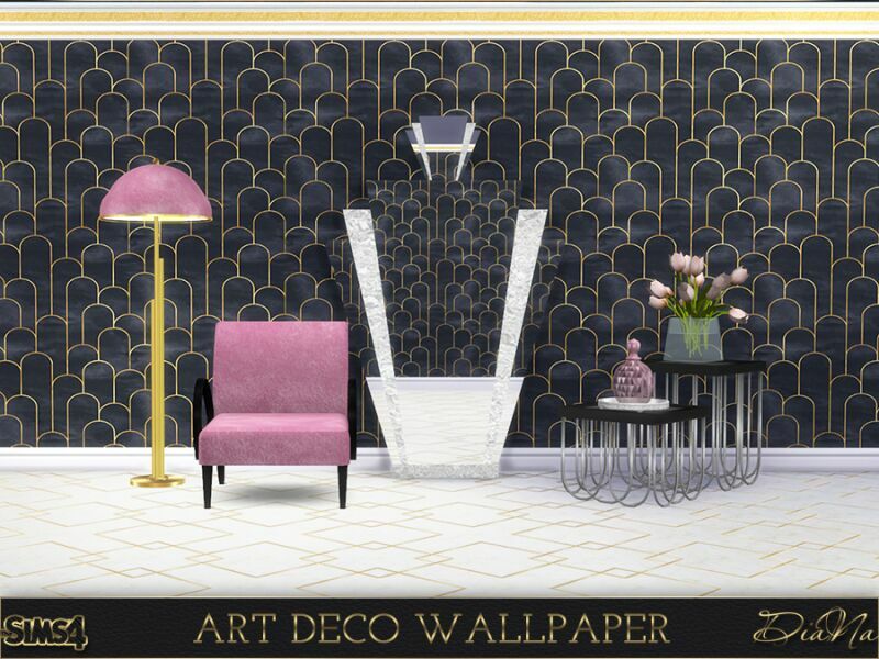 sims 4 cc art deco wallpaper by diana 5