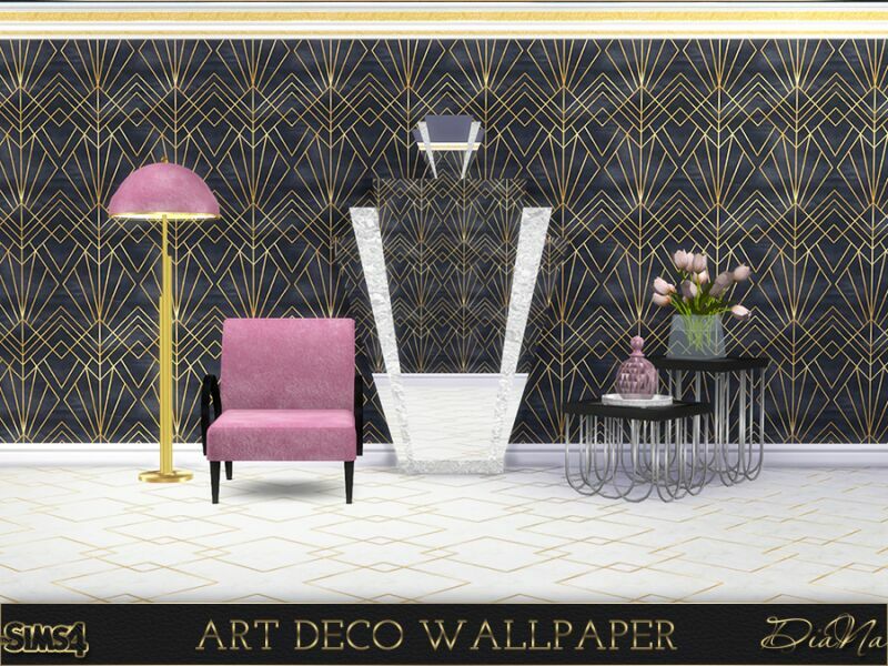 sims 4 cc art deco wallpaper by diana 6