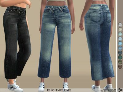 Asymmetric Button Detail Jeans By Ekinege Sims 4 CC