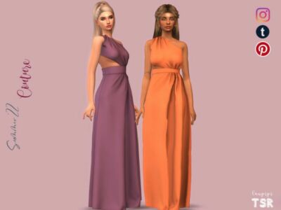 Asymmetric Long Dress – DR461 By Laupipi Sims 4 CC