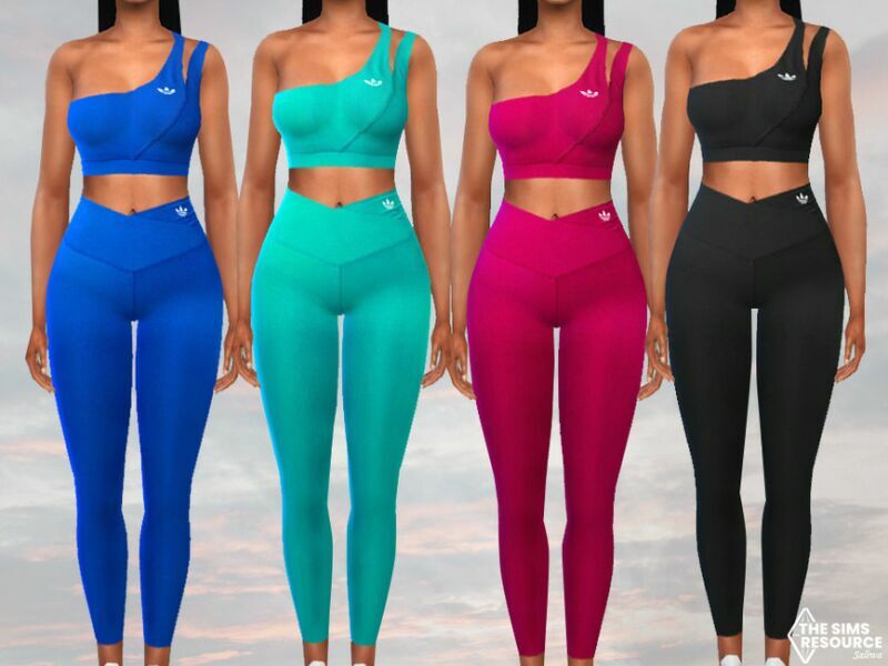 Asymmetrical Fitness Outfit By Saliwa Sims 4 CC