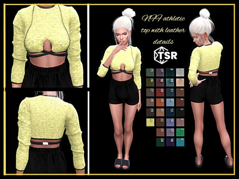 Athletic TOP With Leather Details By Nadiafabulousflow Sims 4 CC