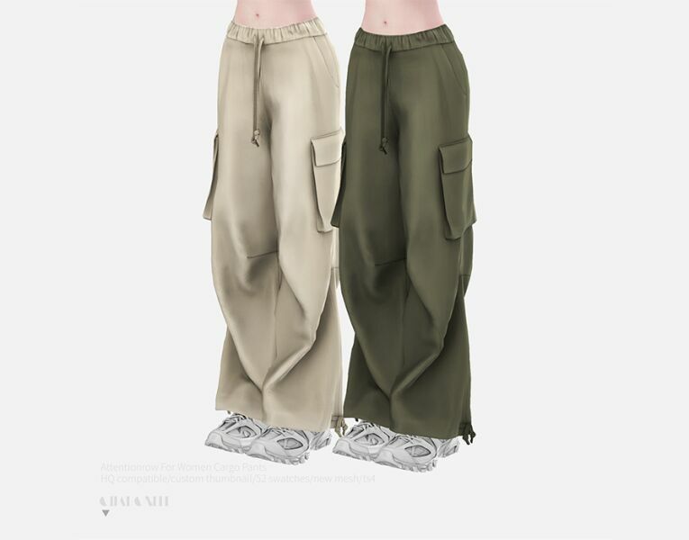 Attentionrow For Women Cargo Pants By Charonlee Sims 4 CC