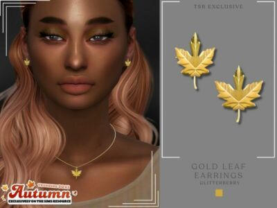 Autumn Leaf Earrings By Glitterberryfly Sims 4 CC