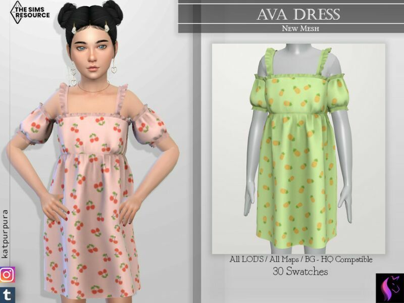 AVA Dress By Katpurpura Sims 4 CC