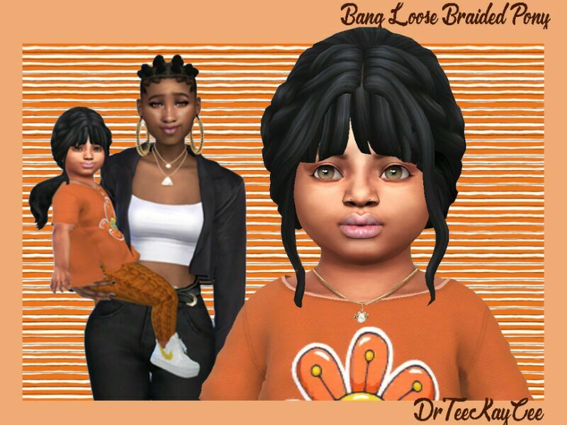 Bang Loose Braided Pony ~ Toddler By Drteekaycee Sims 4 CC