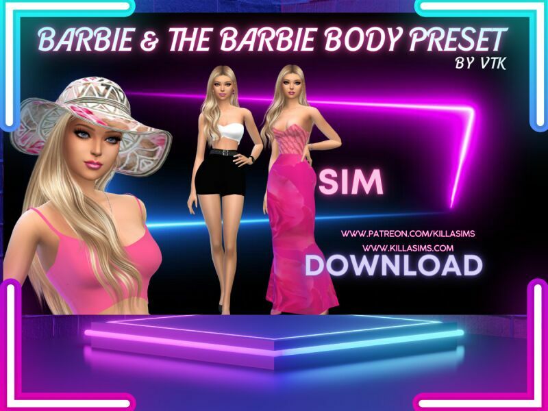 Barbie Dahl & The NEW Barbie Body Preset By VTK Sims 4 CC