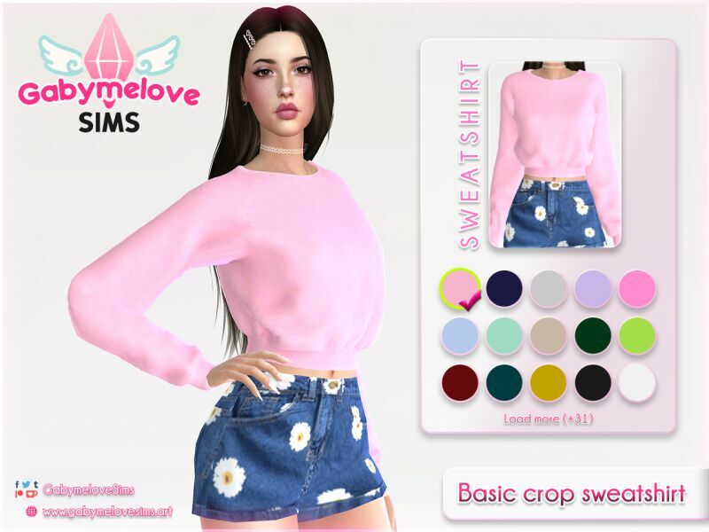 Basic Crop Sweatshirt Sims 4 CC Download