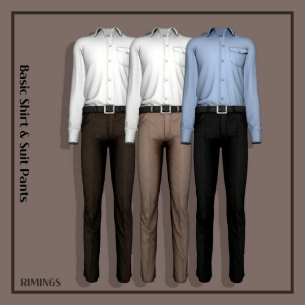 Basic Shirt & Suit Pants By Rimings Sims 4 CC