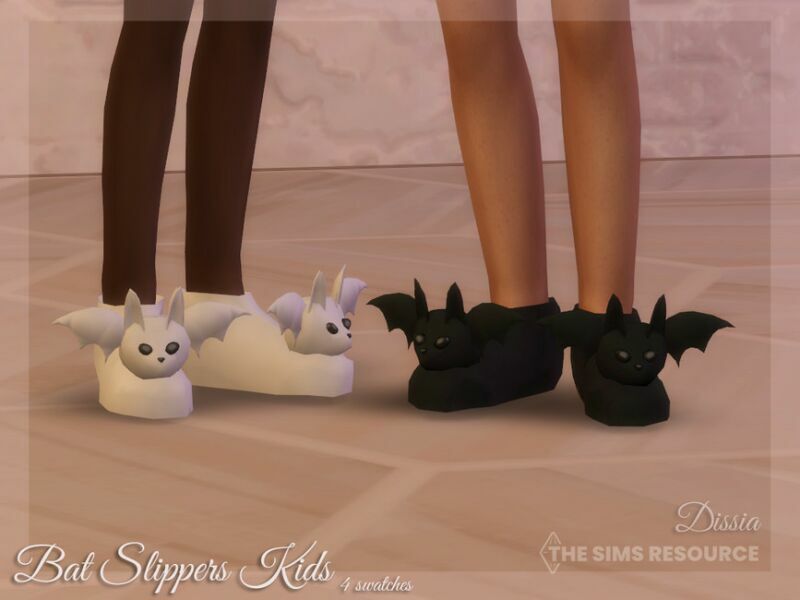 BAT Slippers (Kids) By Dissia Sims 4 CC