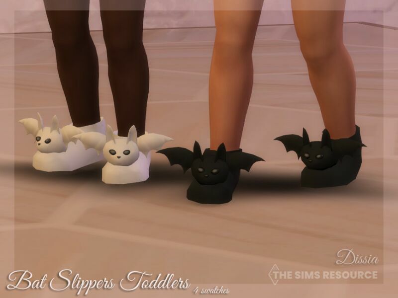 BAT Slippers (Toddlers) By Dissia Sims 4 CC