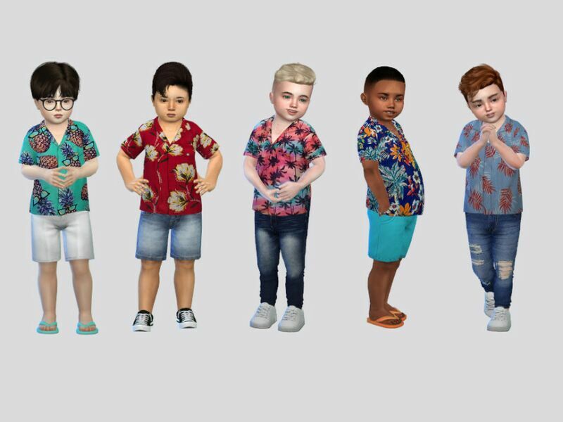 Beach Patterned Shirt Toddler By Mclaynesims Sims 4 CC