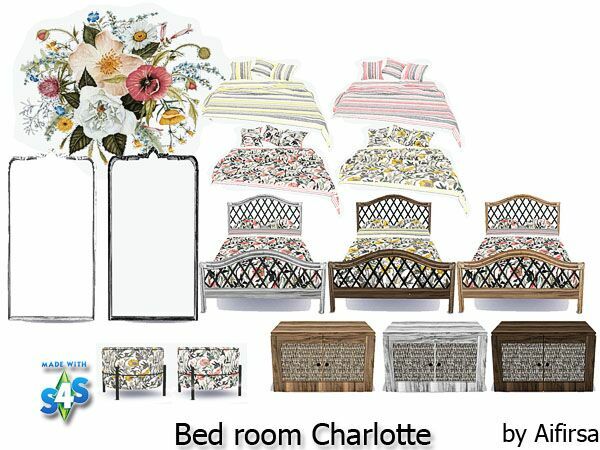 sims 4 cc bed room charlotte by aifirsa 2