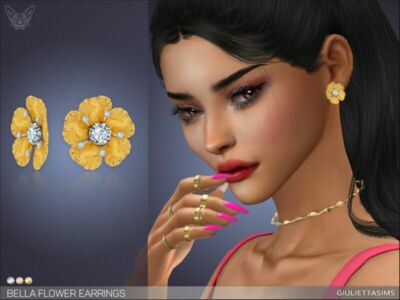 Bella Flower Earrings By Feyona Sims 4 CC