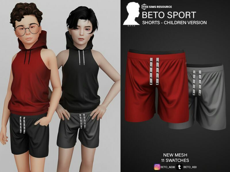 Beto Sport (Shorts Children Version) Sims 4 CC