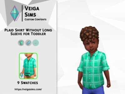 BG Plaid Shirt Without Long Sleeves For Toddler Sims 4 CC