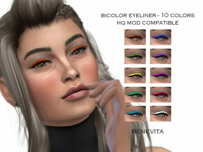 Bicolor Eyeliner [HQ] By Benevita Sims 4 CC